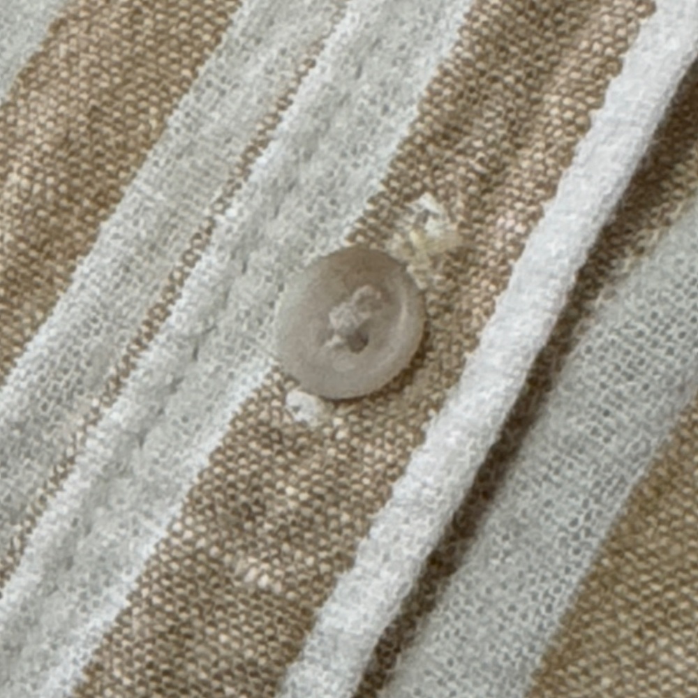 Wmns Universal Thread Linen/Rayon Blend Button Up Shirt-Sz XL-Tan/White Stripes - Picture 4 of 16